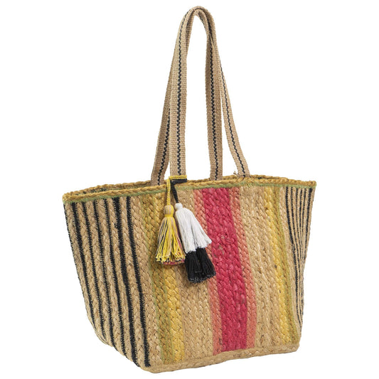 Magid Striped Natural Straw Jute Tote
