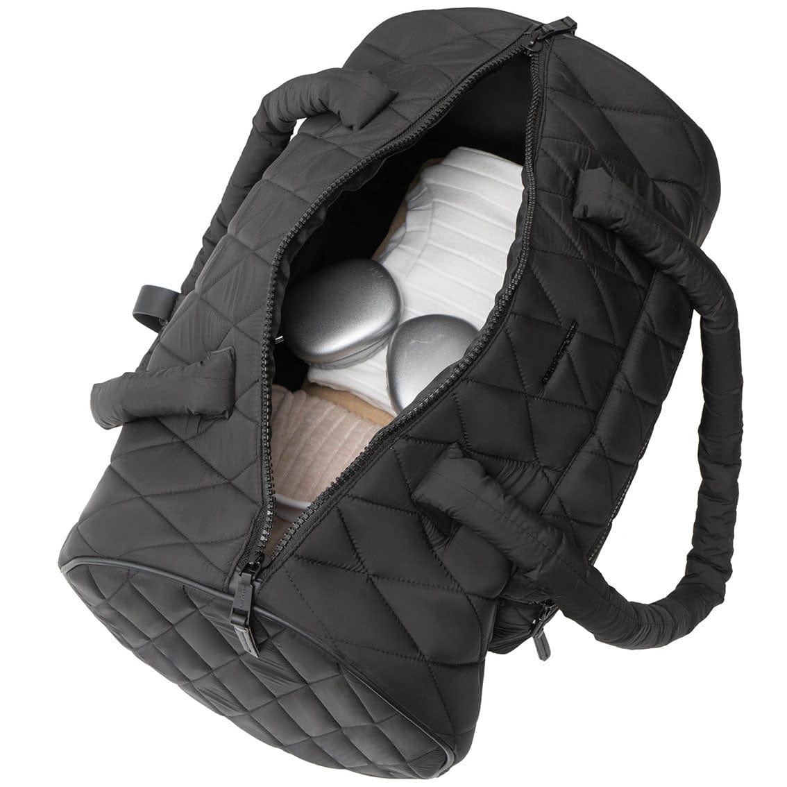 Max Studio 20 Inch Large Nylon Diamond Quilted Roll Duffle Bag