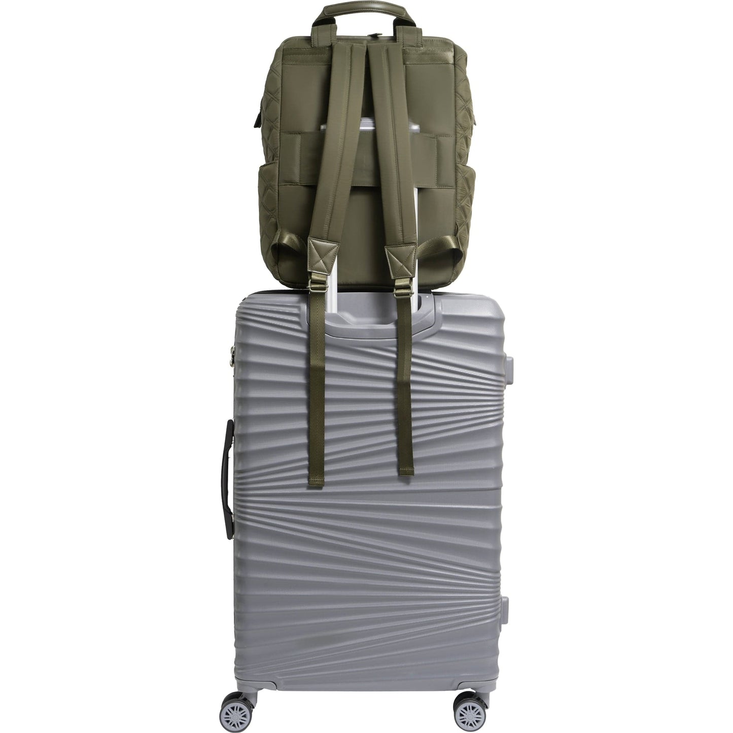 Joan & David Diamond Quilted Puffer Nylon Square Laptop Backpack