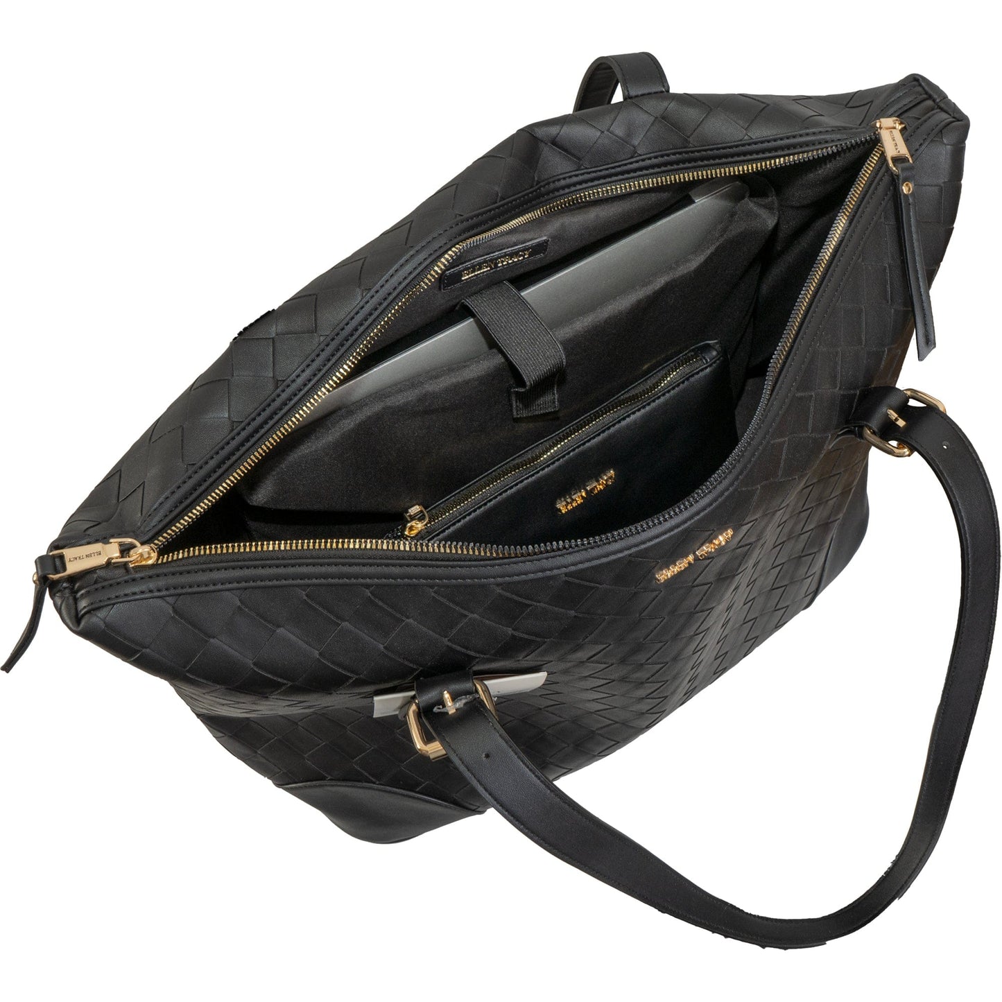 Ellen Tracy 20 Inch Basket Weave Quilted Nylon Large Travel Workbook Tote Bag