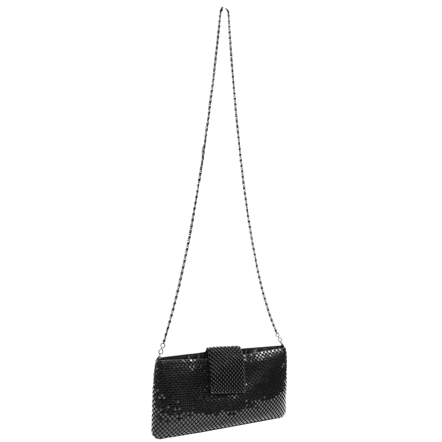 Metal Mesh Flap Pearl Bag