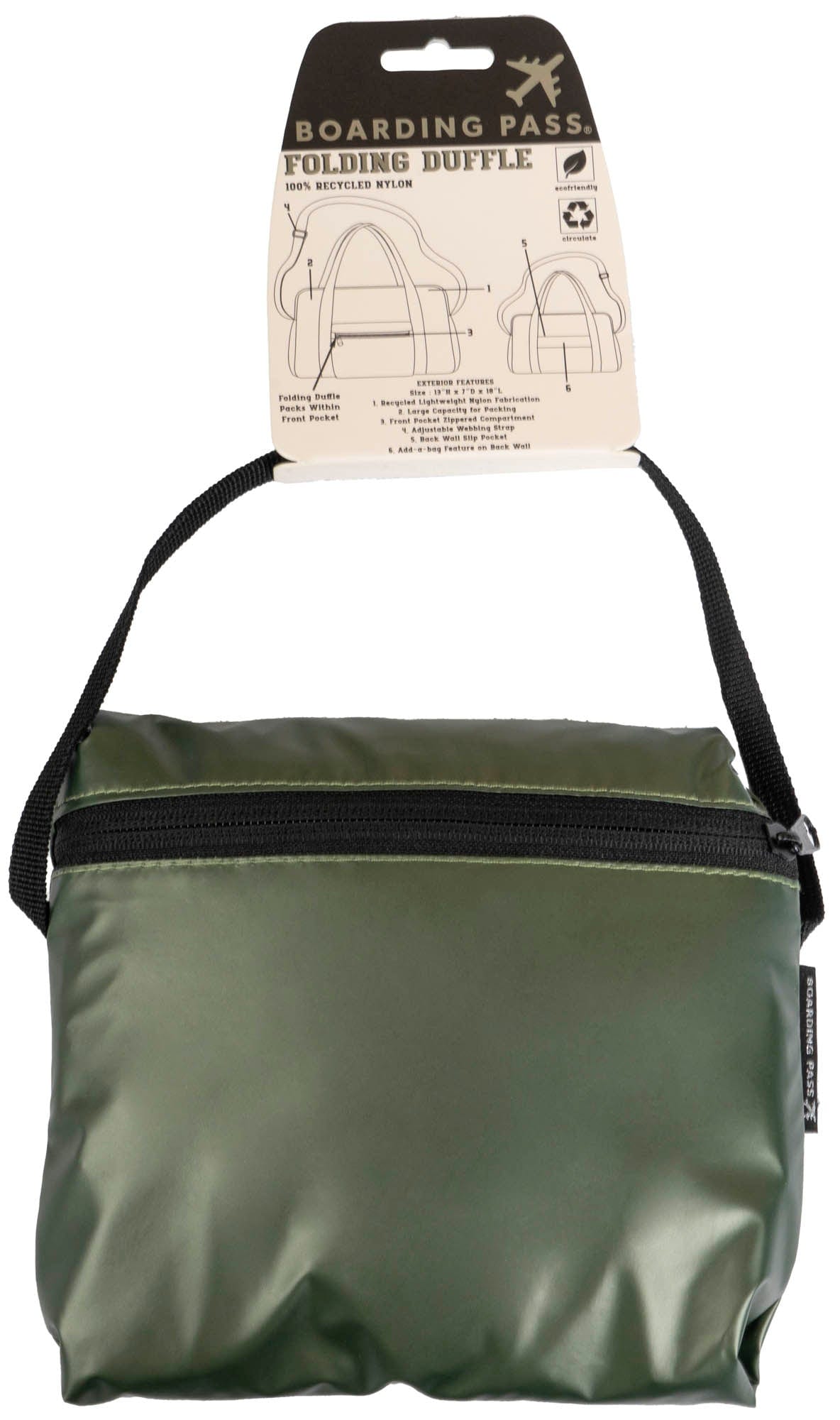 Boarding Pass Recycled Metallic Foldable & Packable Pouch Duffel Travel Bag