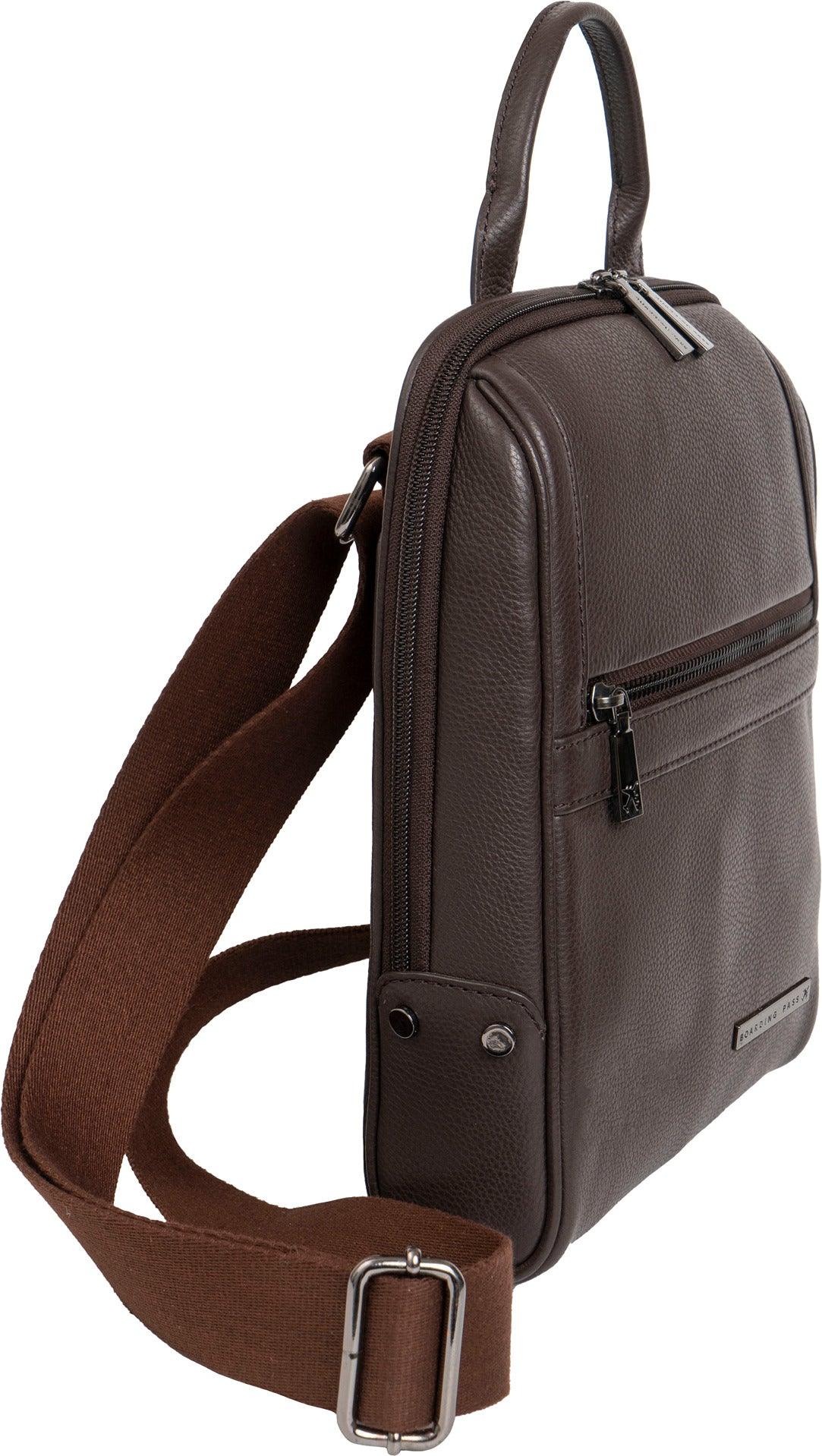 Gotham 12" Pebble Grain Genuine Leather Messenger Bag - Chocolate