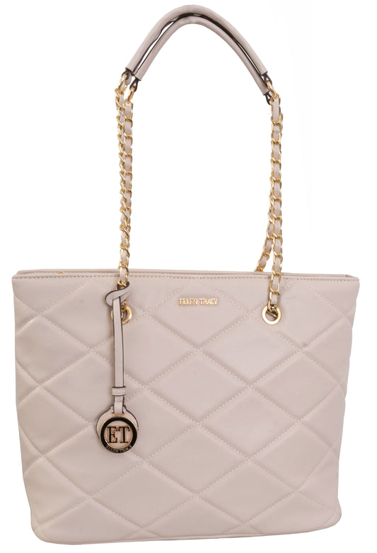 Ellen Tracy Smooth Diamond Quilted Tote Bag