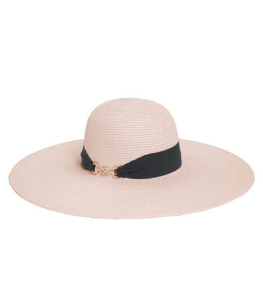 Magid Ribbon & Metal Accent Straw Floppy Sun Hat