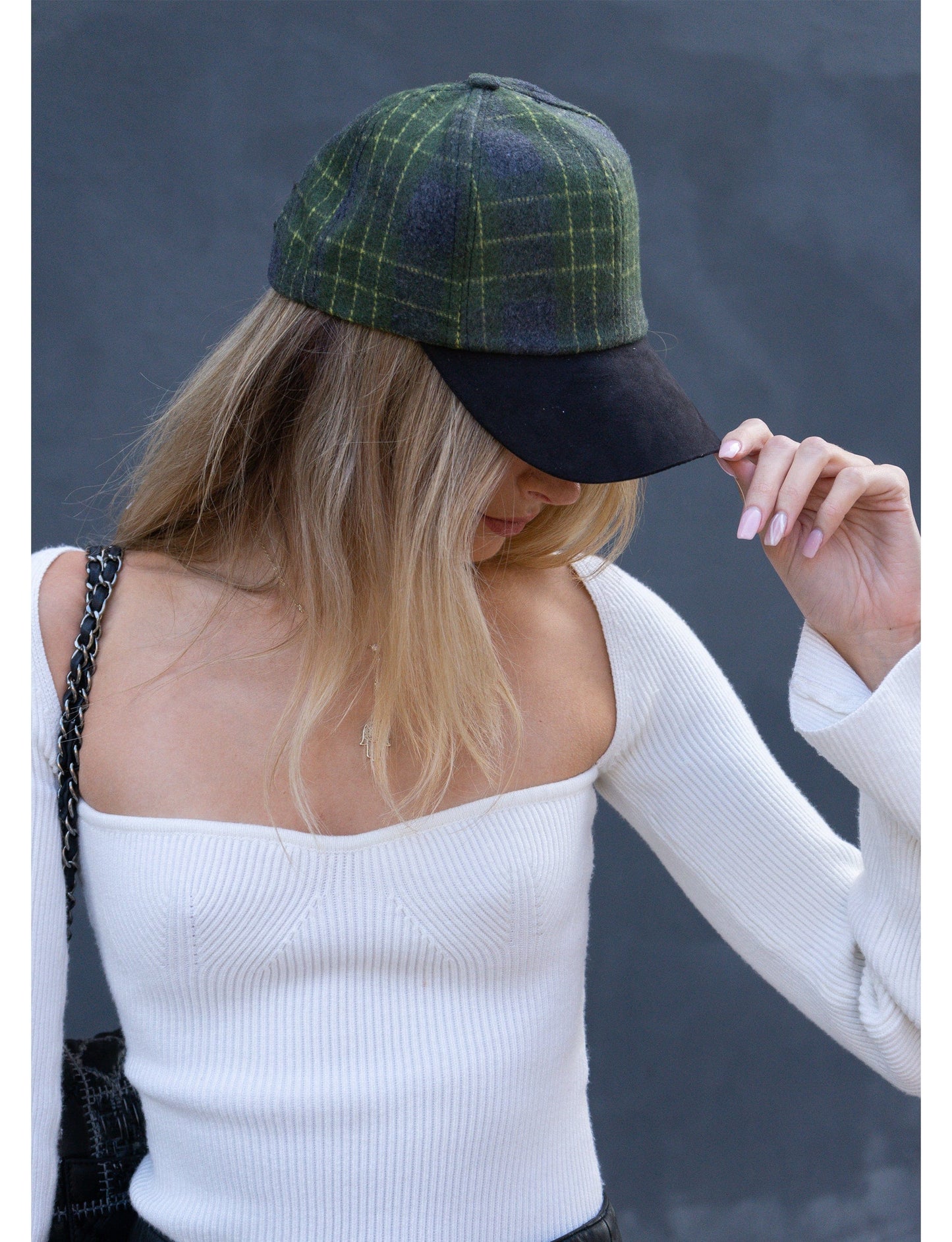 Magid Neon Check Pattern Felt Baseball Cap