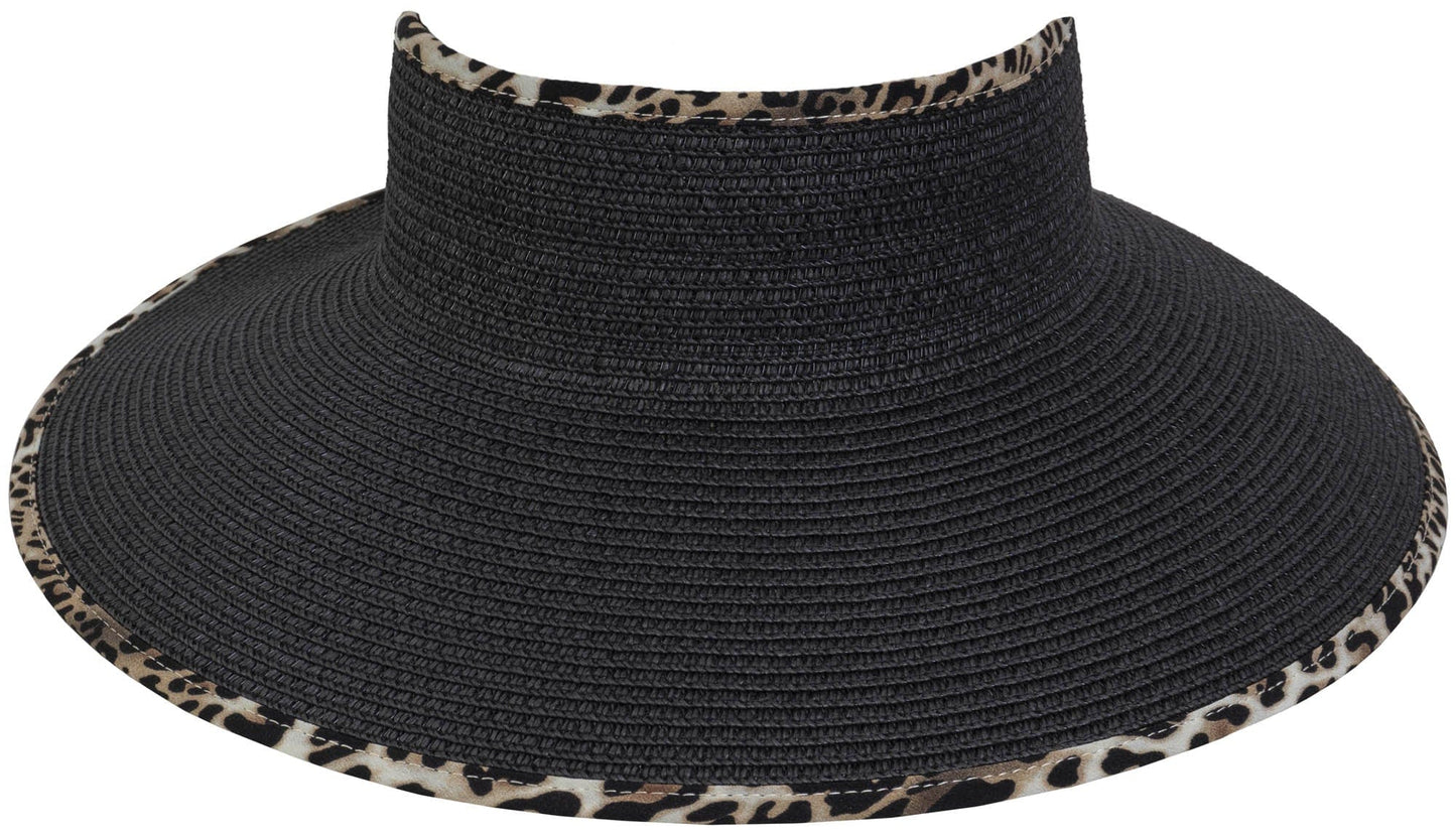Magid Leopard Print Straw Roll Up Visor