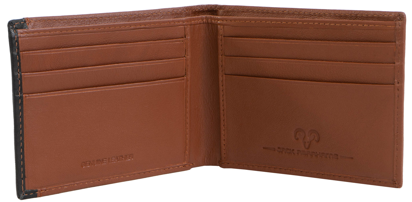 Jack Abrahams Goat Nappa Leather Bi-Fold Wallet Cognac/Black