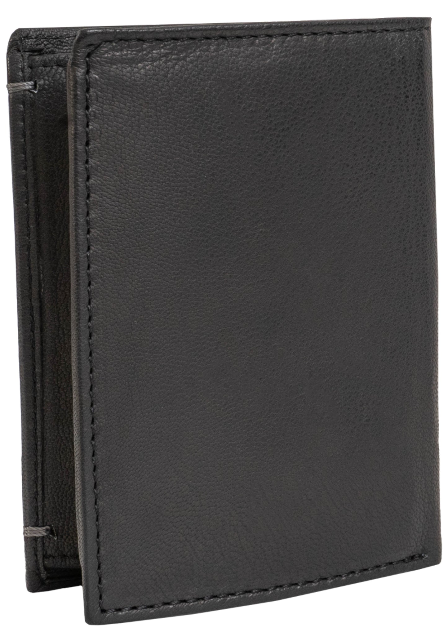 Jack Abrahams Goat Nappa Leather Bi-Fold Wallet with Zipper Pocket Black