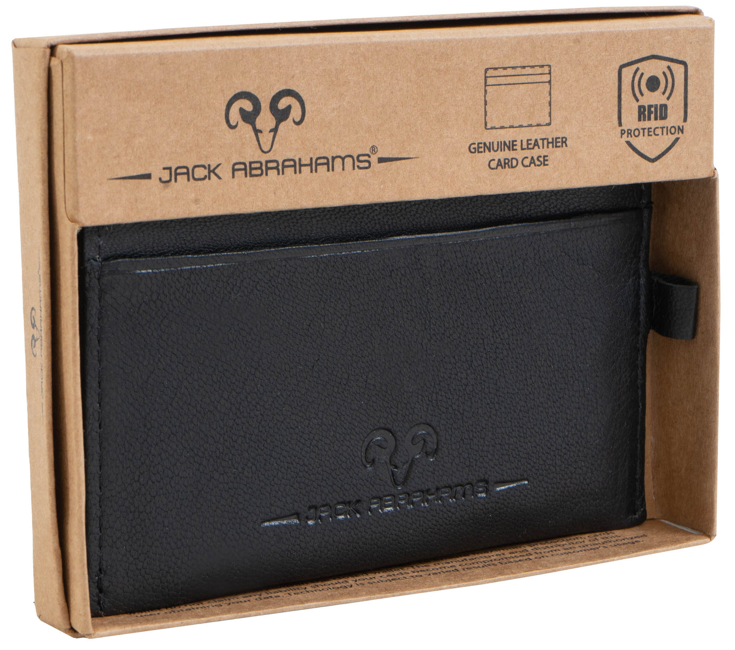 Jack Abrahams Goat Nappa Leather Card Case Minimalist Wallet Black