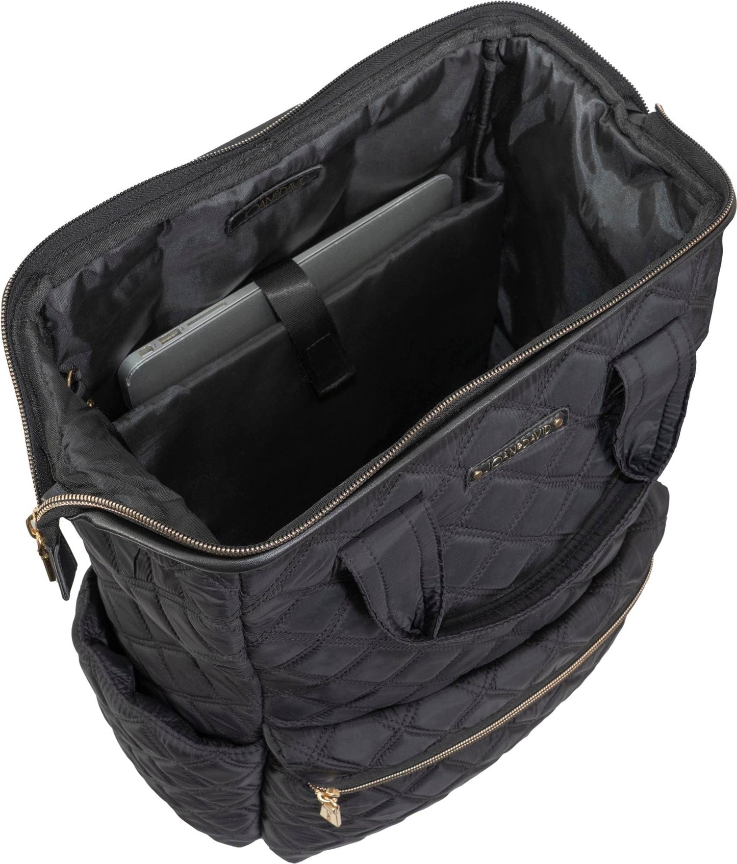 Joan & David Diamond Quilted Nylon Square 18 Inch Workbook Backpack