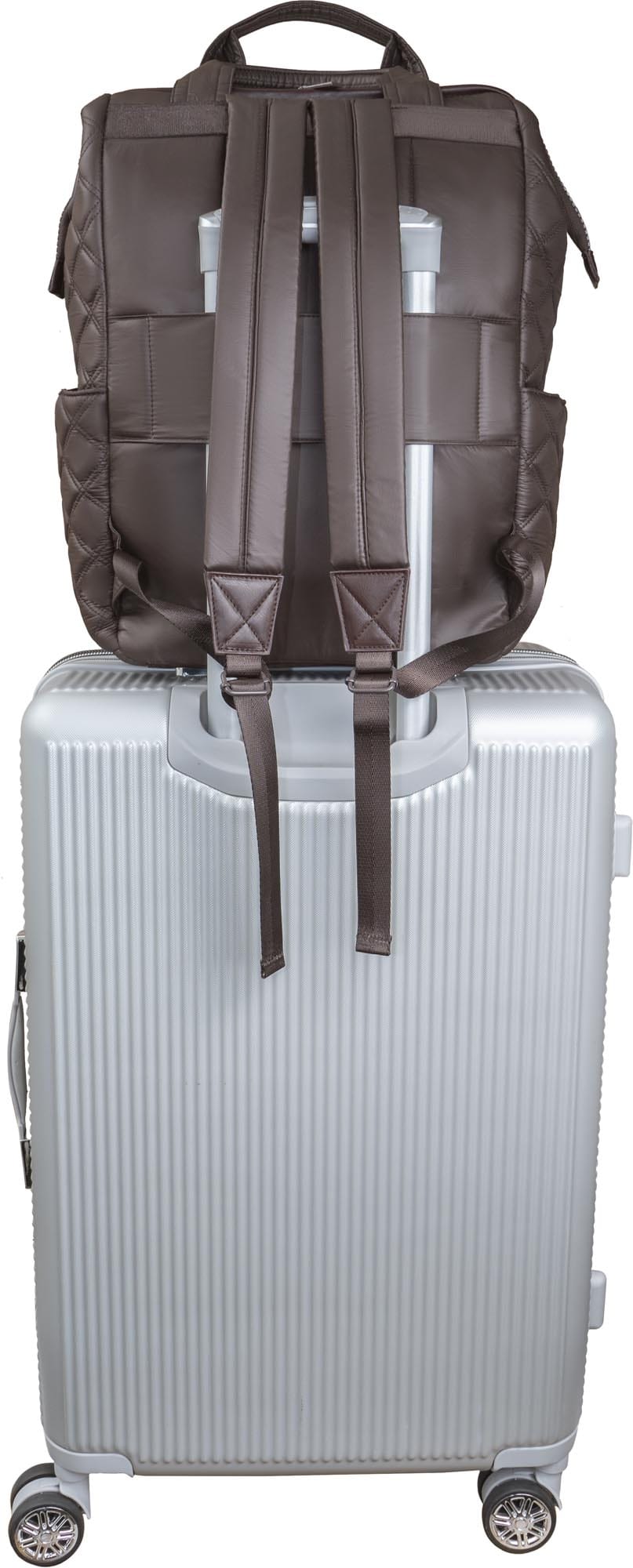 Joan & David Diamond Quilted Puffer Nylon Square Laptop Backpack