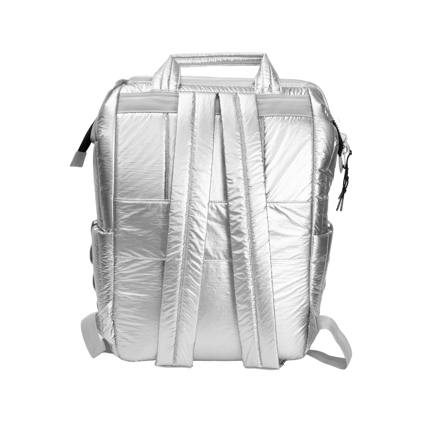 Joan & David Tubular Quilted Metallic Puffer Nylon 18-Inch Workbook Backpack