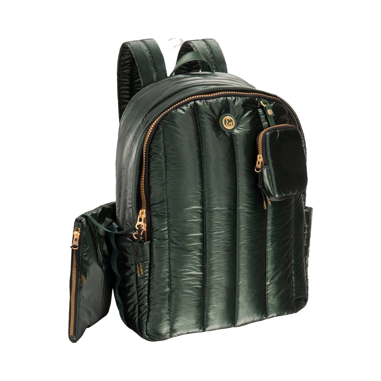 Joan & David Tubular Quilted Metallic Puffer Nylon 18-Inch Workbook Backpack