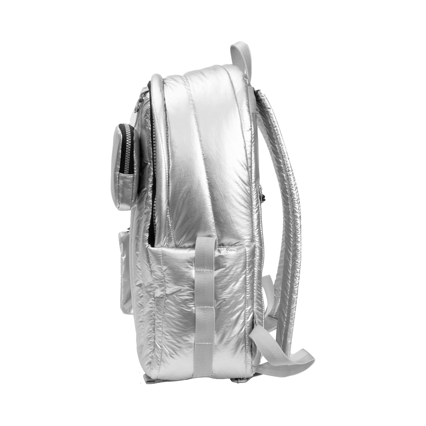 Joan & David Tubular Quilted Metallic Puffer Nylon 18-Inch Workbook Backpack