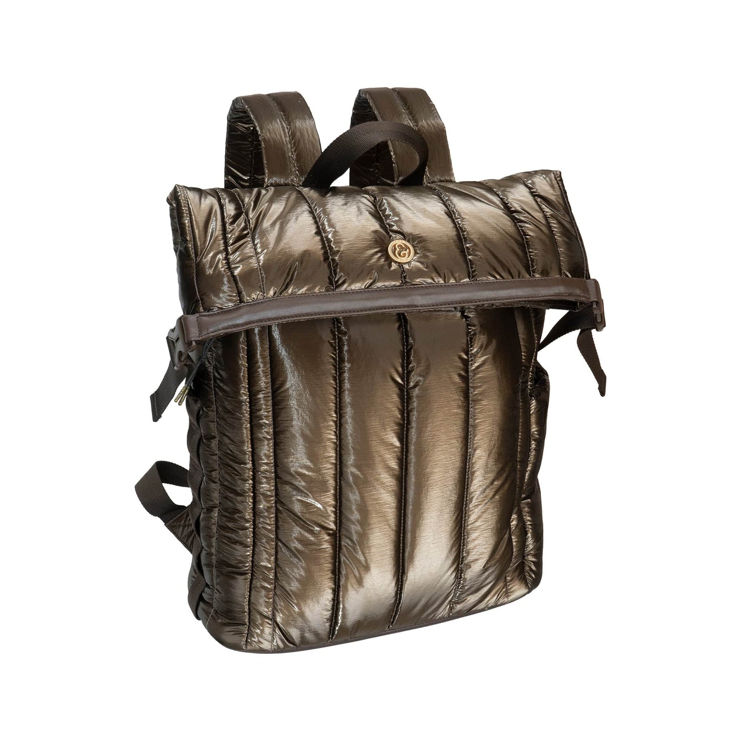 Joan & David Tubular Quilted Metallic Puffer Nylon 18-Inch Workbook Backpack