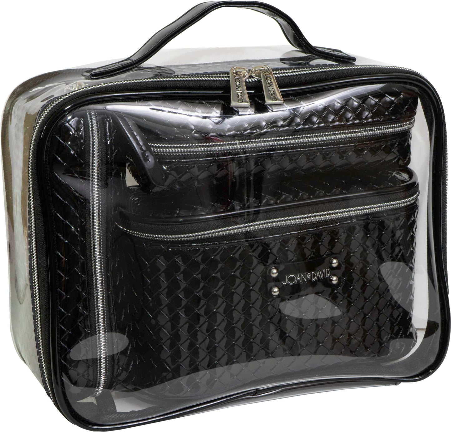 Joan & David Patent Woven 4 Piece Clear Cosmetic Bag Set