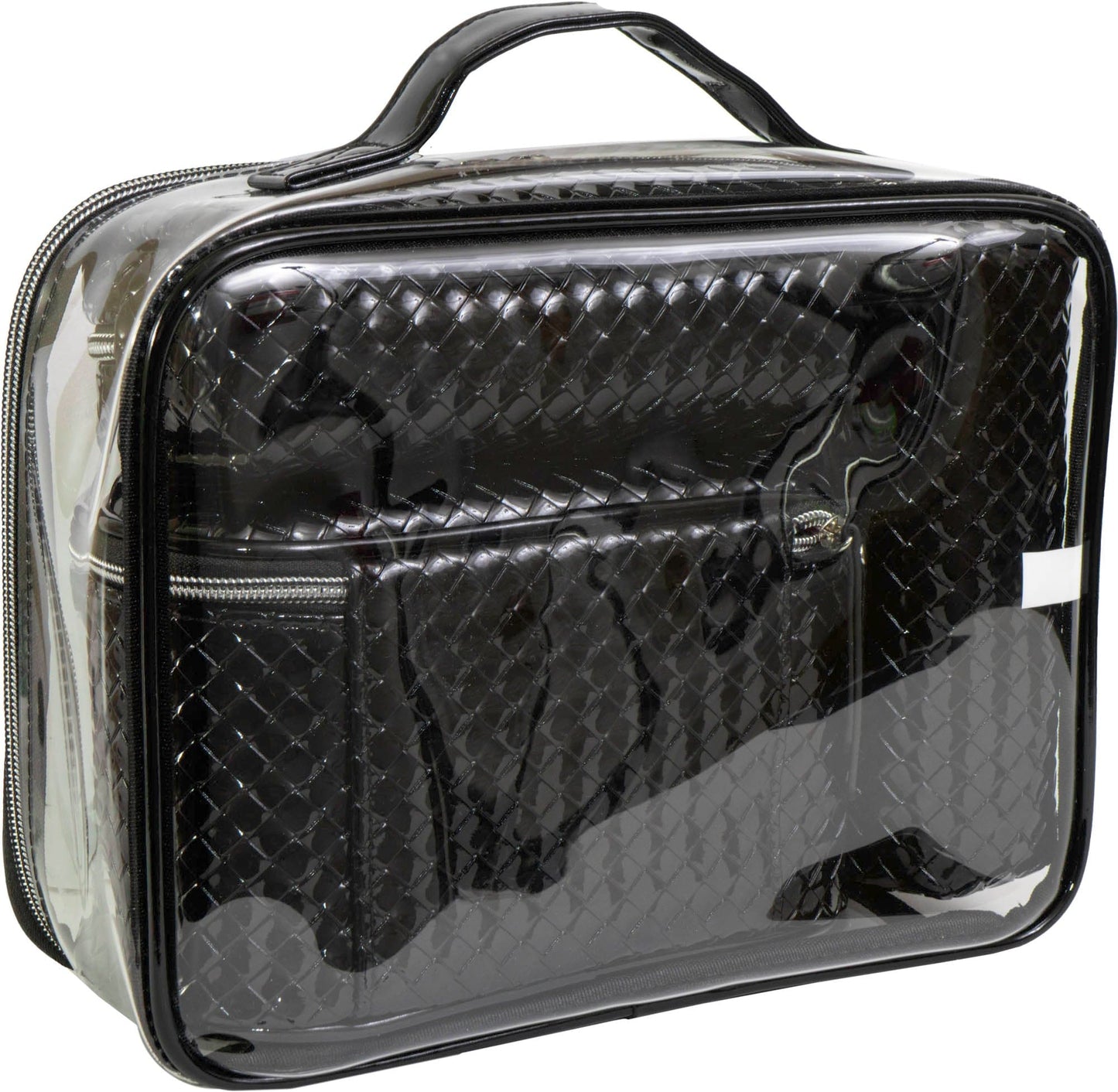 Joan & David Patent Woven 4 Piece Clear Cosmetic Bag Set