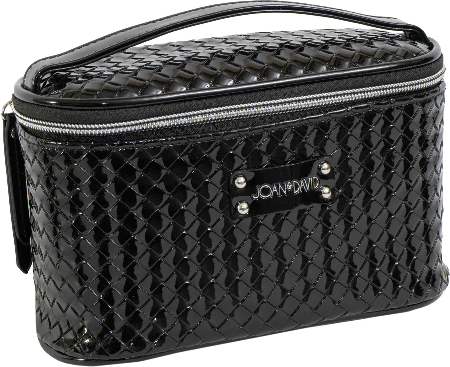 Joan & David Patent Woven 4 Piece Clear Cosmetic Bag Set