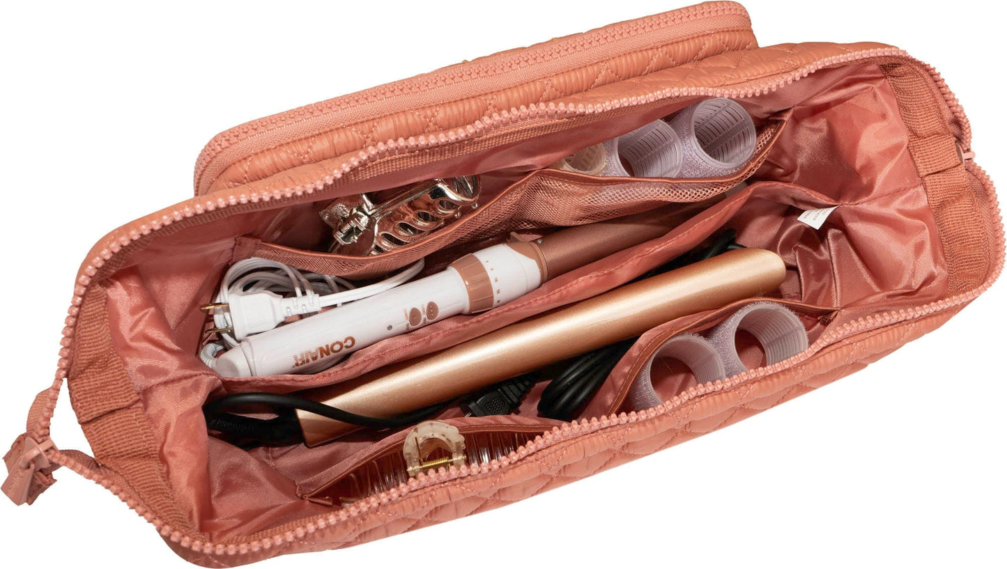 Joan & David Diamond Quilted Puffer Nylon Hair Tool Travel Bag