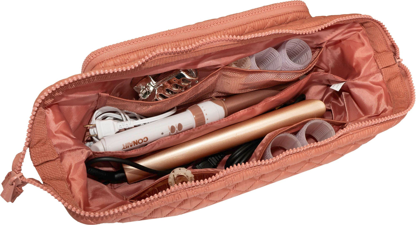 Joan & David Diamond Quilted Puffer Nylon Hair Tool Travel Bag