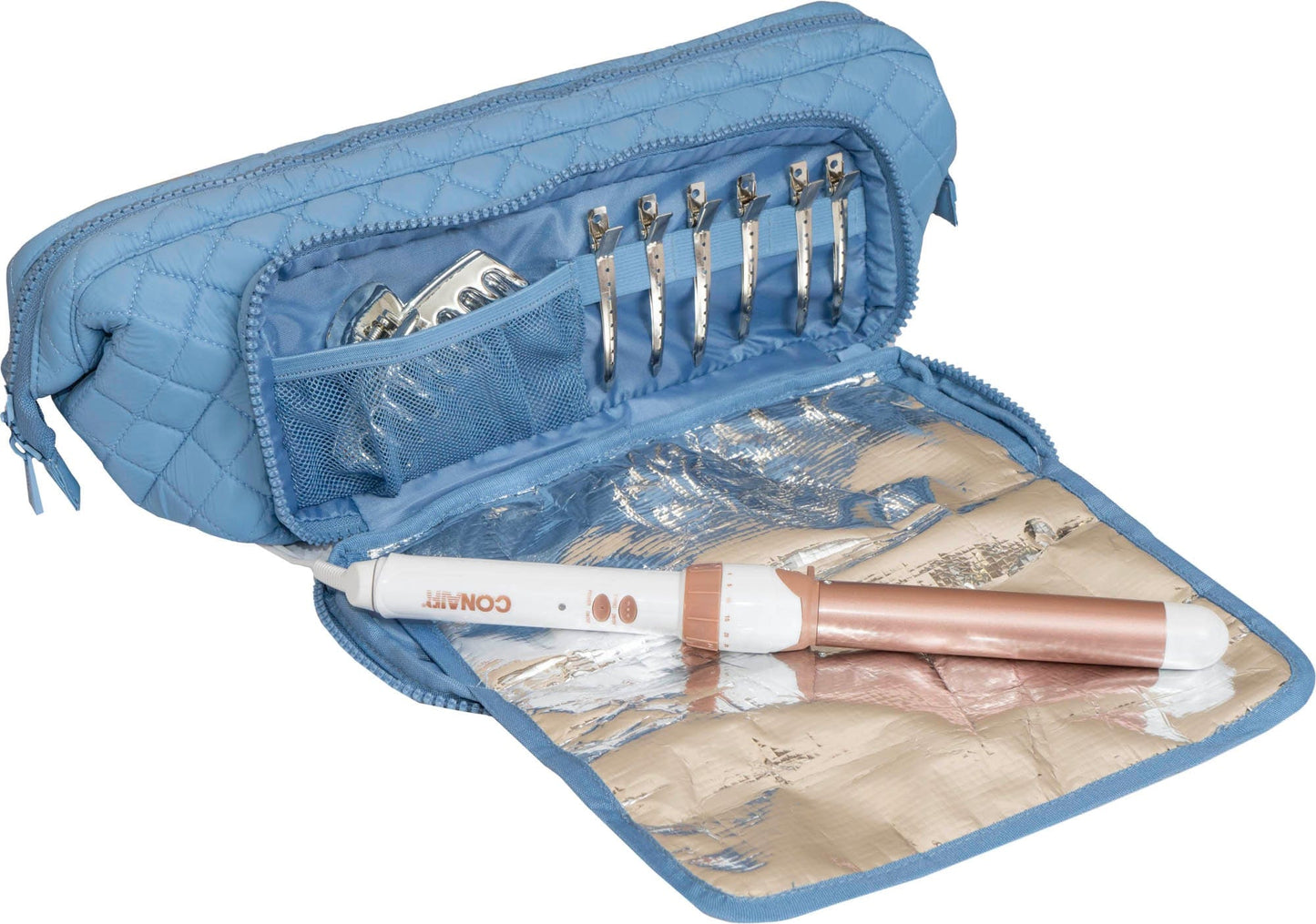 Joan & David Diamond Quilted Puffer Nylon Hair Tool Travel Bag