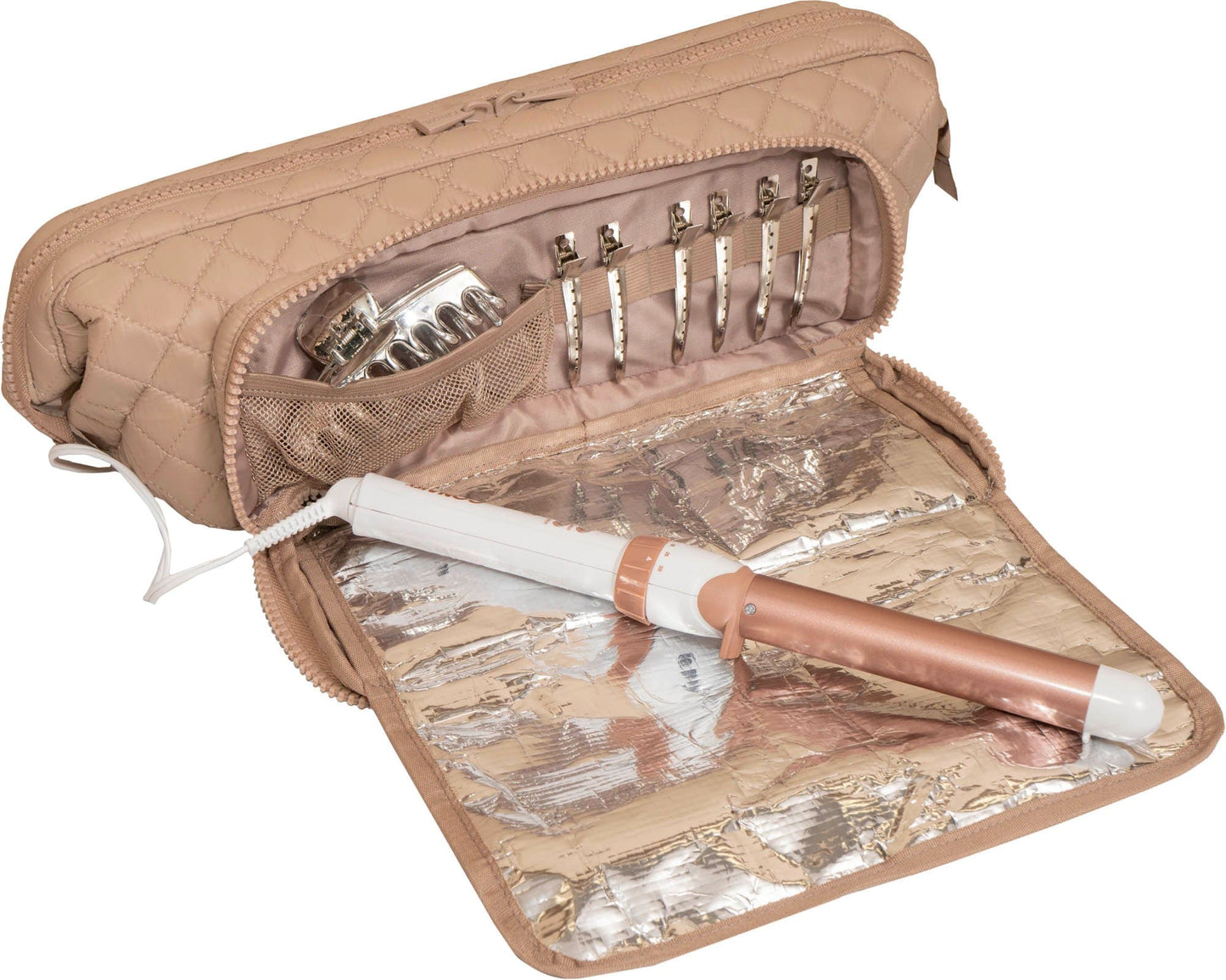 Joan & David Diamond Quilted Puffer Nylon Hair Tool Travel Bag