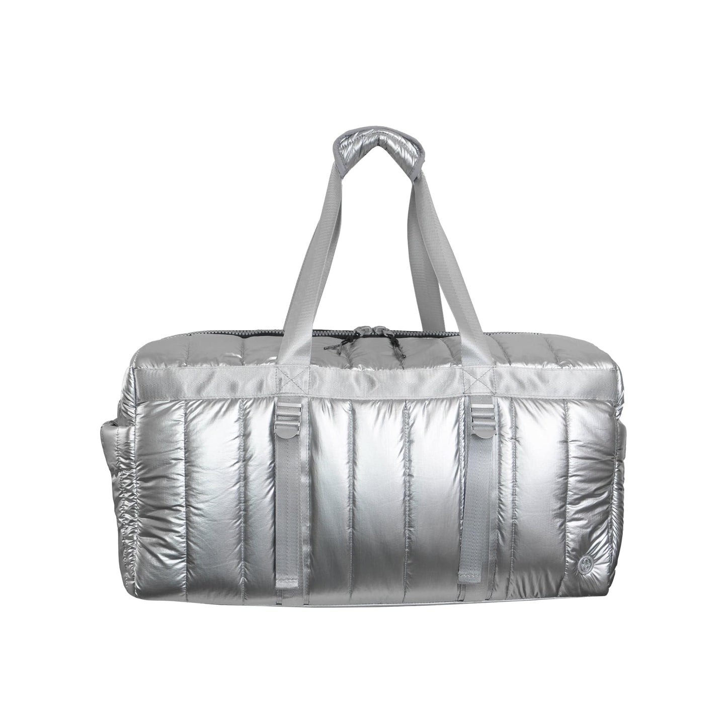 Joan & David 22" Metallic Puffer Tubular Quilted Nylon Travel Weekender Duffel