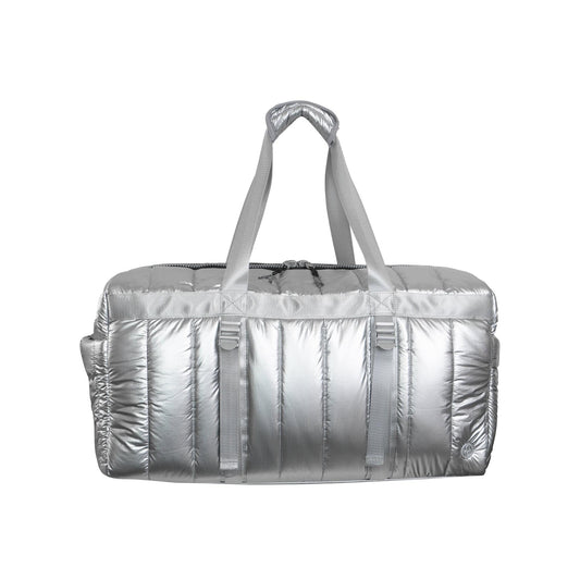Joan & David 22" Metallic Puffer Tubular Quilted Nylon Travel Weekender Duffel