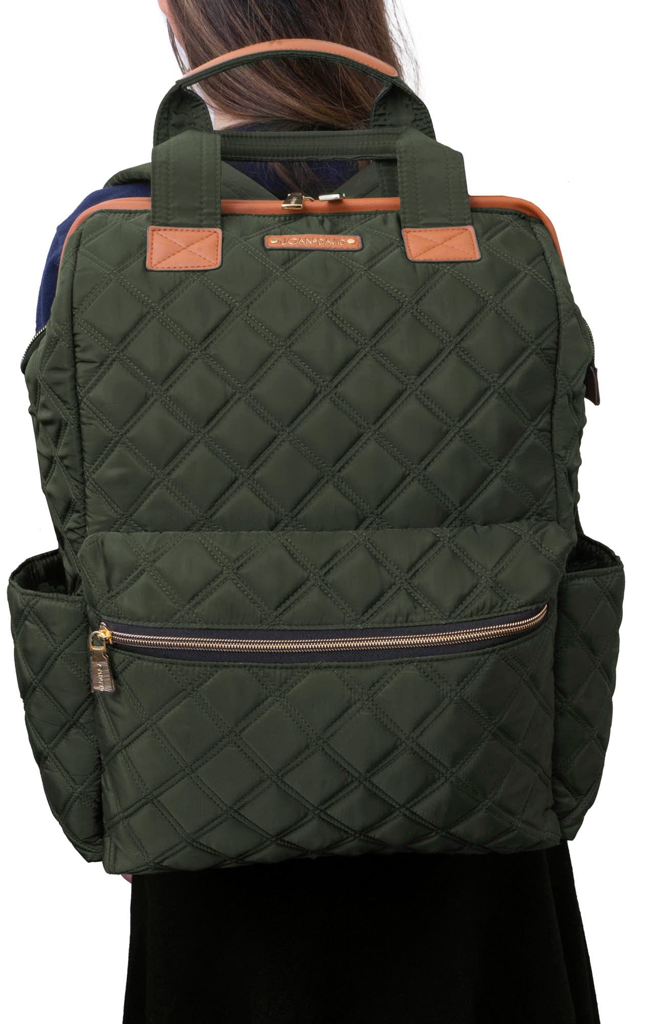 Joan & David Diamond Quilted Nylon Square 18 Inch Workbook Backpack