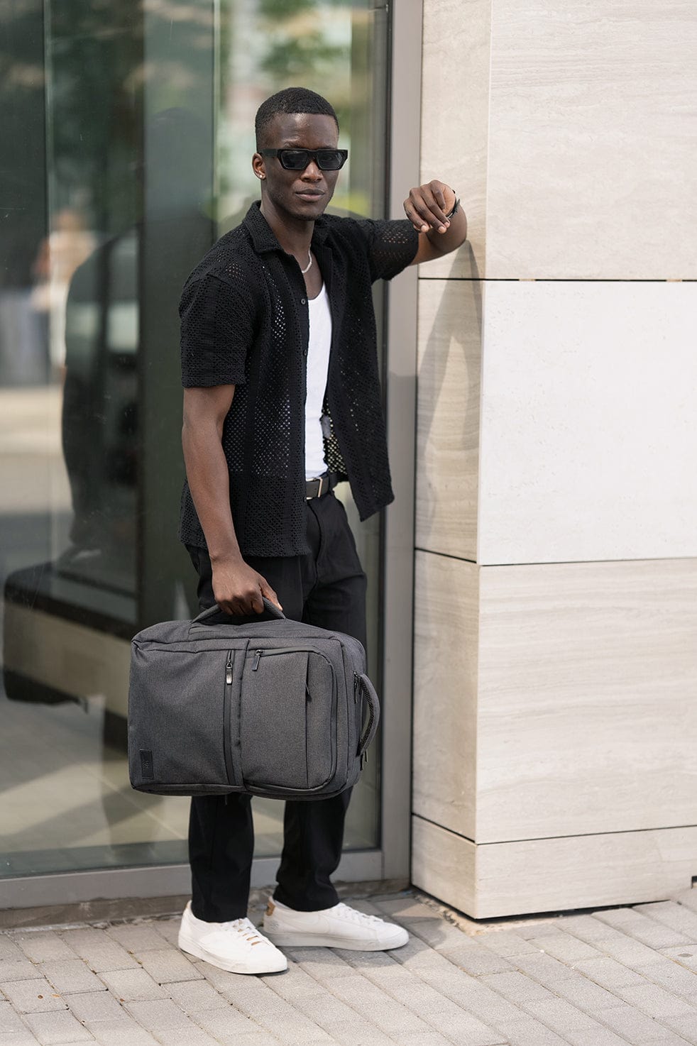 Jack Abrahams The Bristol Twill Nylon 19-In Convertible Travel Backpack