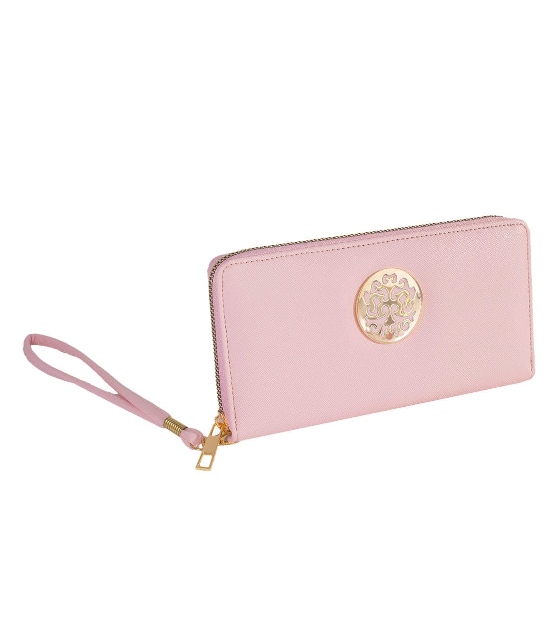 Rebecca & Rifka Saffiano Medallion Zip Wristlet Wallet