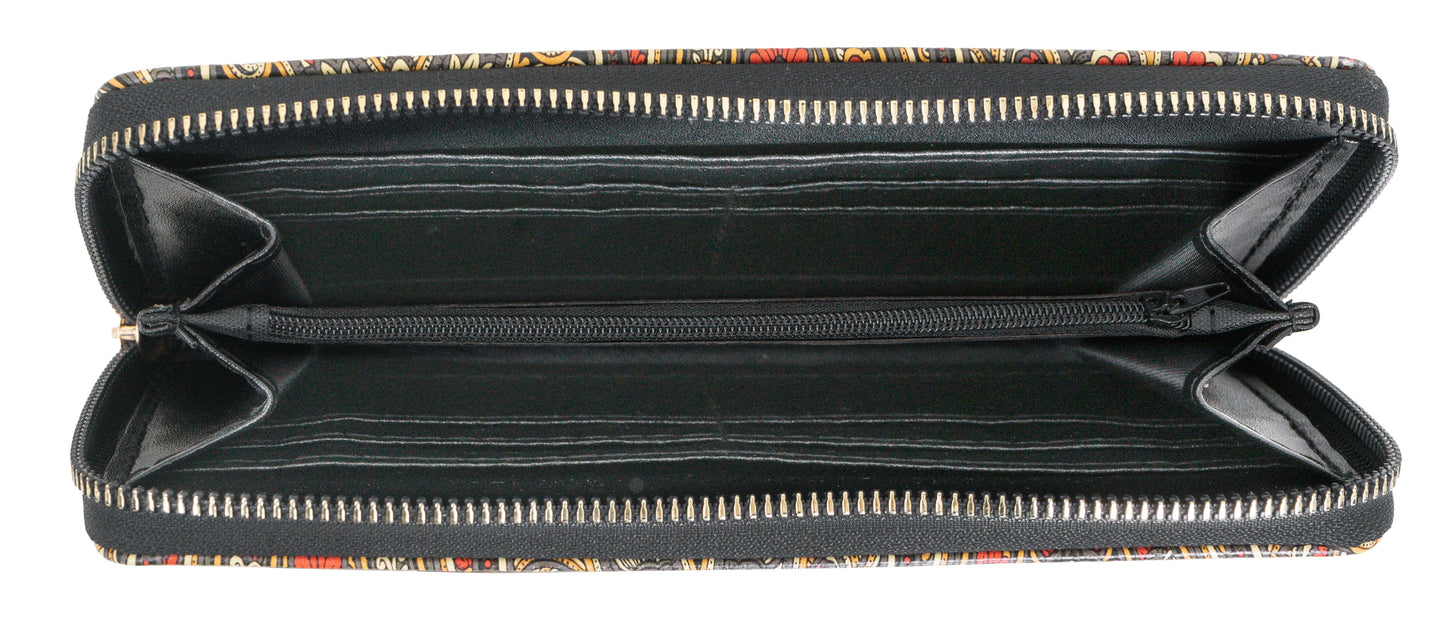 Rebecca & Rifka Paisley Print Medallion Zip Wristlet Wallet
