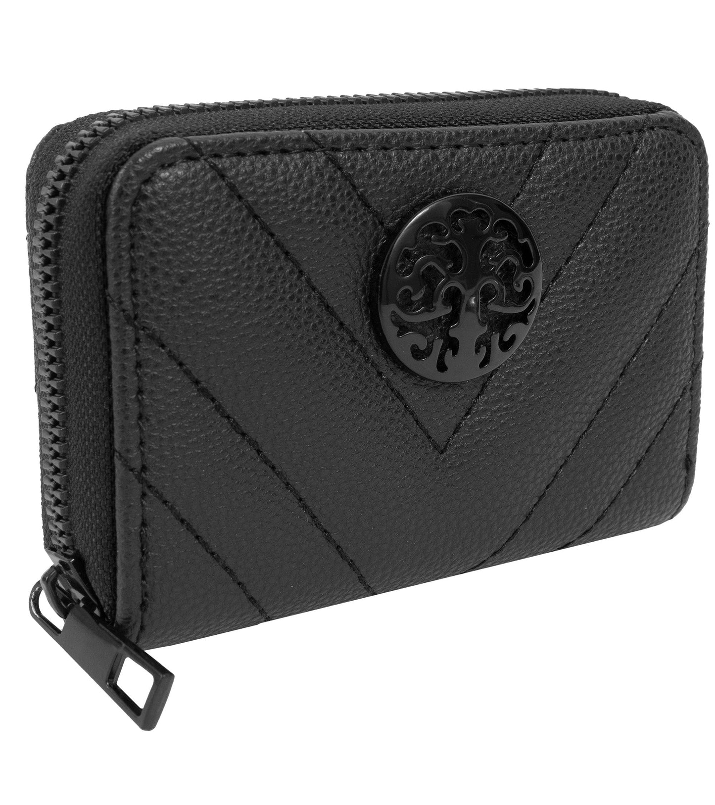 Rebecca & Rifka Quilted Pebble Chevron Medallion Zip Indexer Wallet