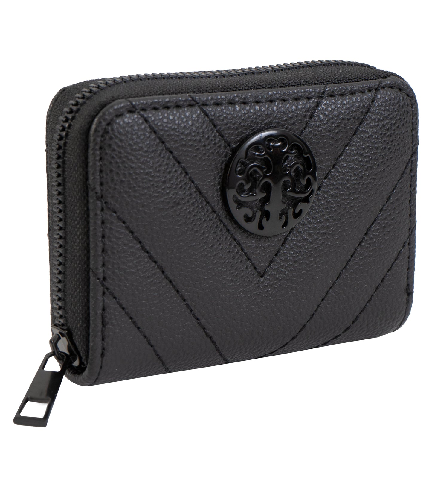 Rebecca & Rifka Quilted Pebble Chevron Medallion Zip Accordian Wallet