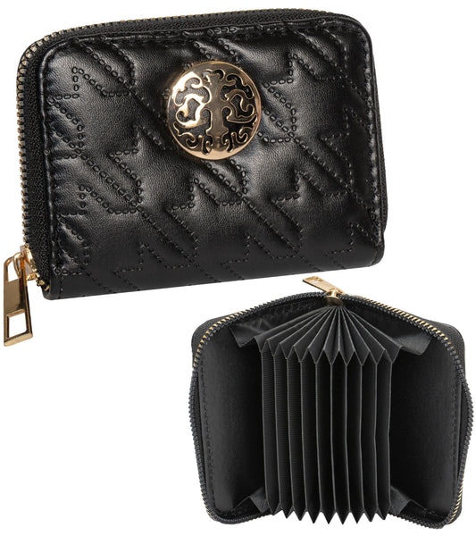 Rebecca & Rifka Smooth Houndstooth Quilt Medallion Zip Accordian Wallet