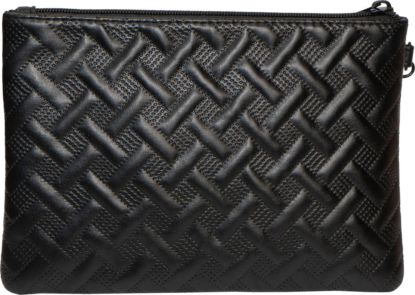 Rebecca & Rifka Smooth Basket Weave Quilt Medallion Zip Wristlet