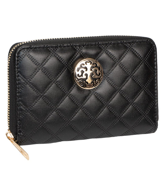 Rebecca & Rifka Smooth Diamond Quilt Medallion Zip Indexer Wallet