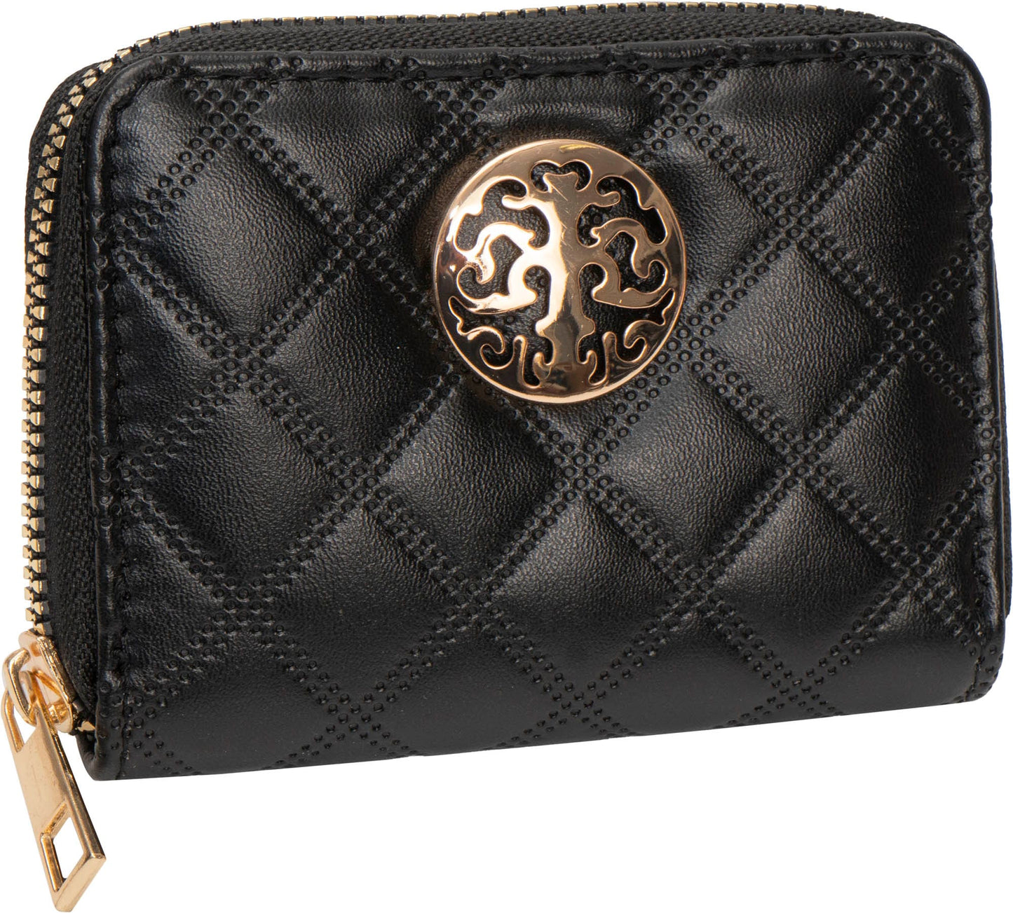 Rebecca & Rifka Smooth Diamond Quilt Medallion Zip Accordian Wallet