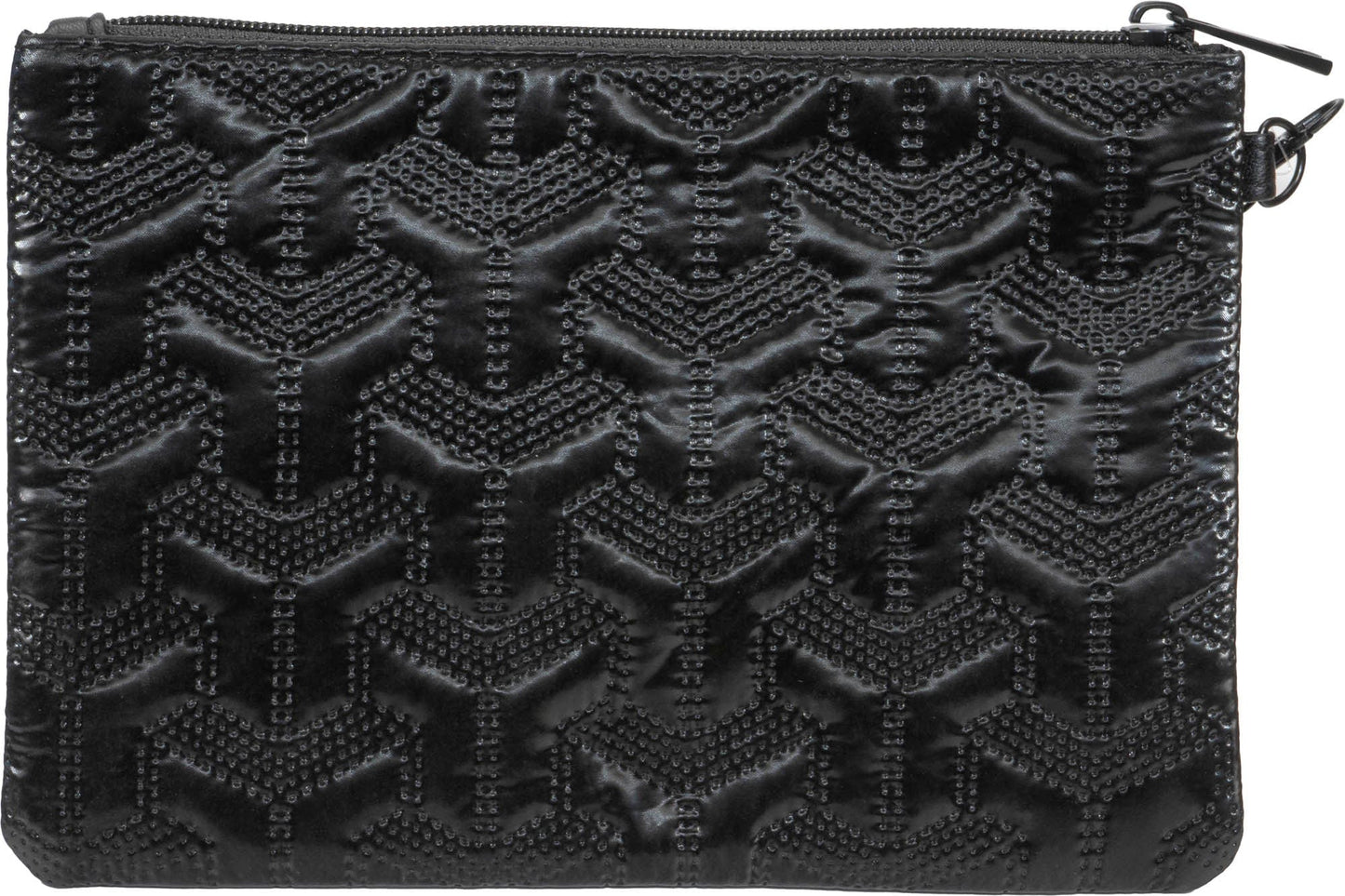 Rebecca & Rifka Patent Geometric Quilt Medallion Zip Wristlet