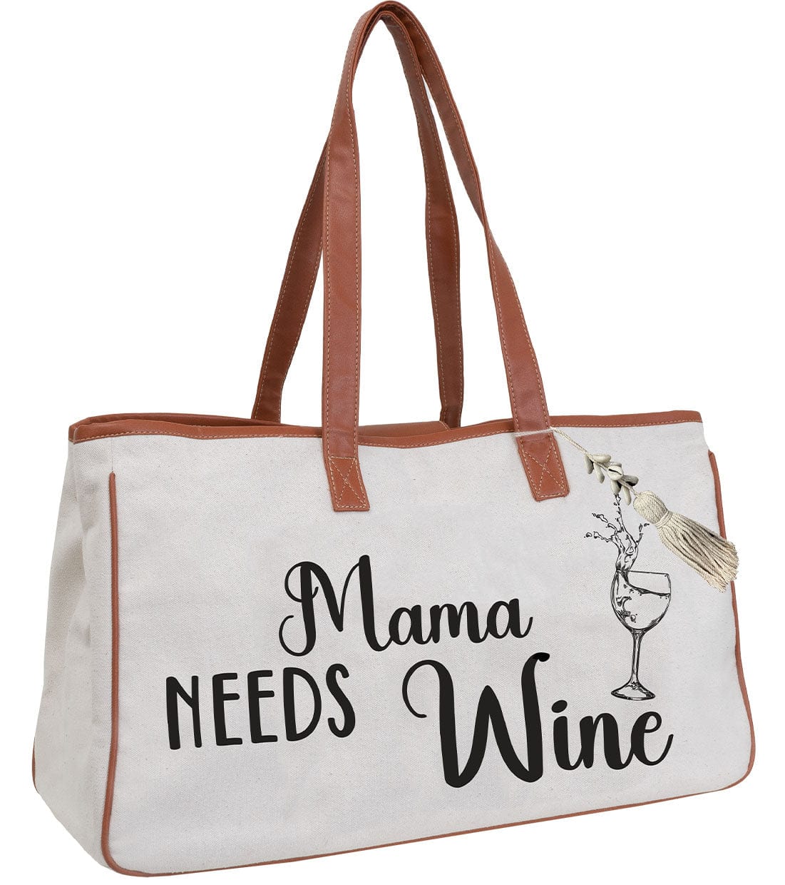 Magid Canvas Wine Tote "MAMA NEEDS WINE"