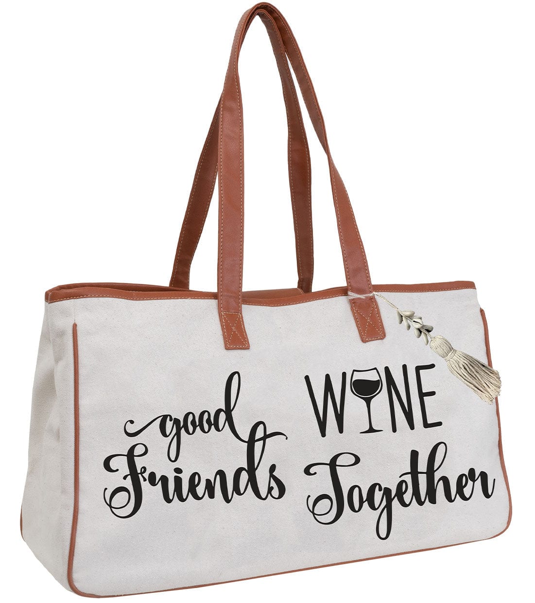 Magid Canvas Wine Tote "GOOD FRIENDS WINE TOGETHER"