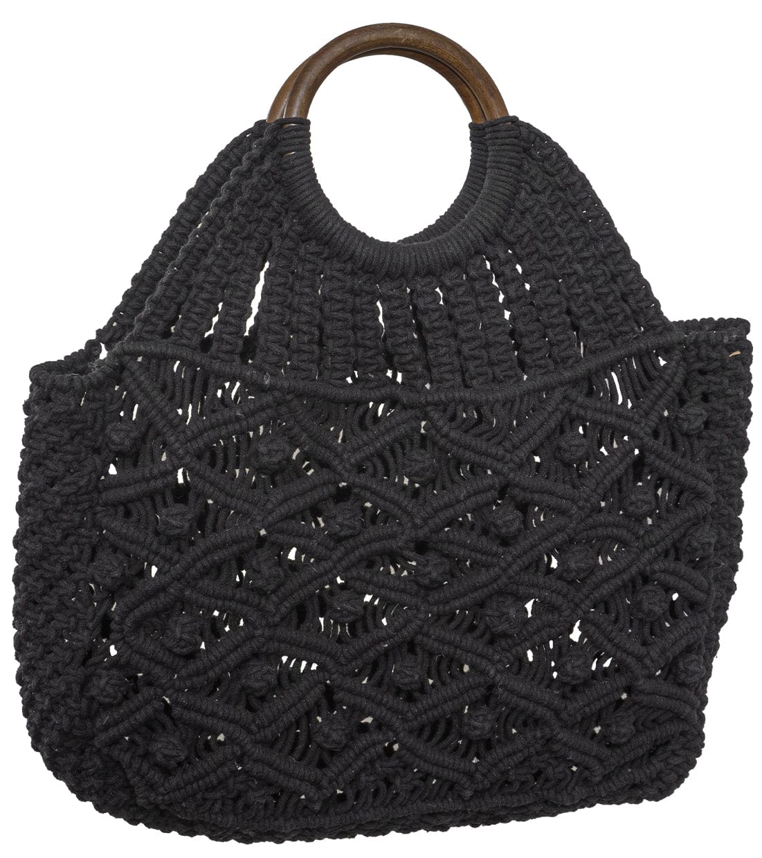 Magid Natural Cotton Macrame Circle Wooden Handle Handbag