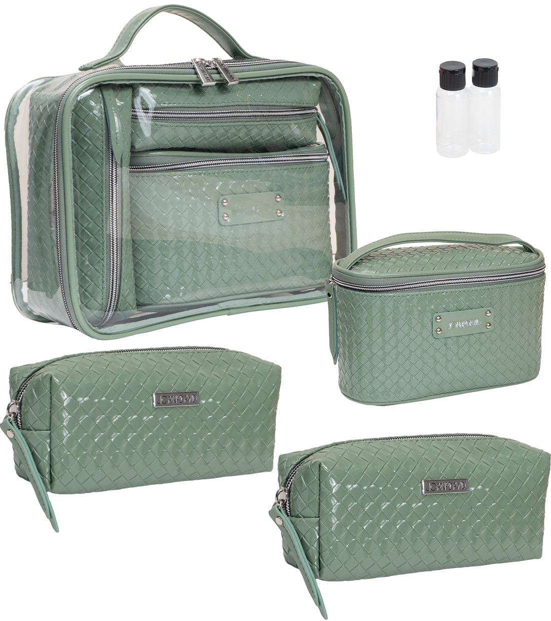 Joan & David Patent Woven 4 Piece Clear Cosmetic Bag Set