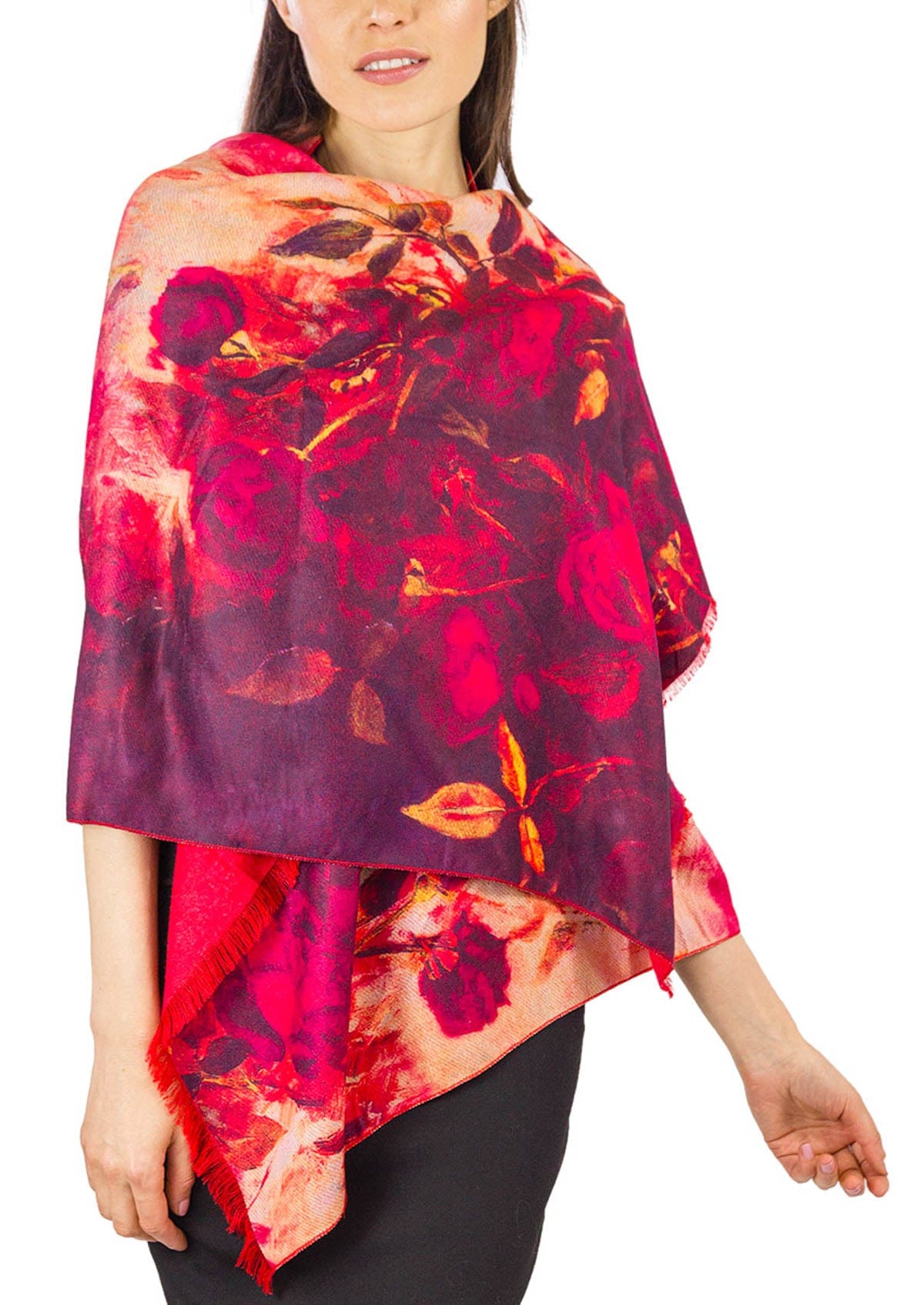 Jessica McClintock Super Soft Reversible Floral Print Shawl