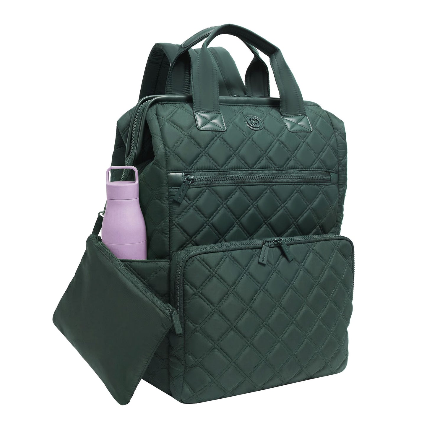 Joan & David Diamond Quilted Puffer Nylon Square Laptop Backpack