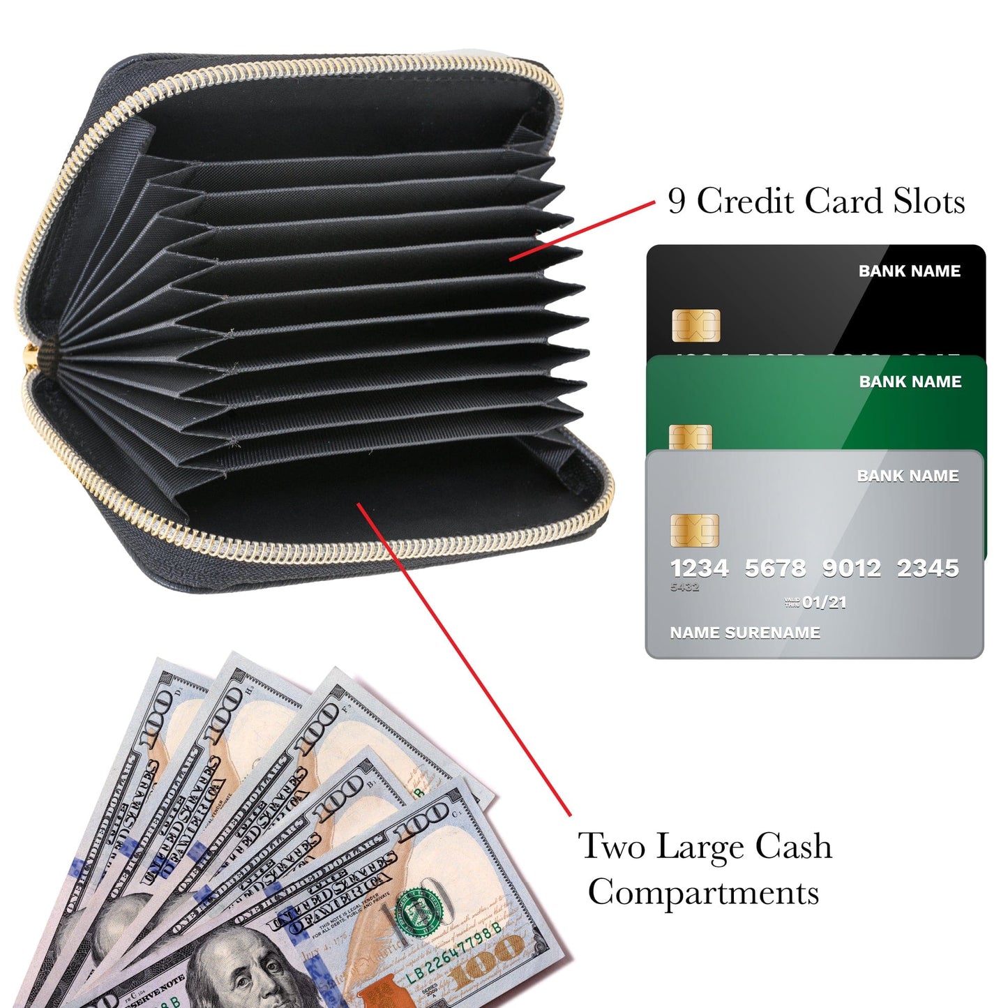 Rebecca & Rifka Leopard Animal Print Medallion Zip Accordian Wallet